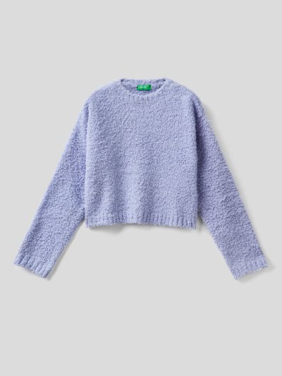 Lilac Kids' Benetton Cropped Lilac Bouclé Look Sweaters | AU644698