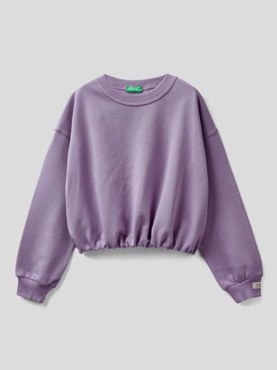 Lilac Kids' Benetton Cropped Organic Cotton Sweatshirt | AU961938