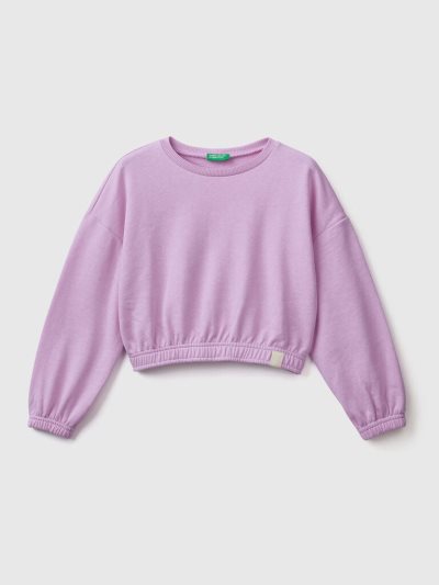 Lilac Kids' Benetton Cropped Recycled Fabric Sweatshirt | AU074699