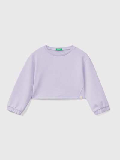 Lilac Kids' Benetton Cropped Recycled Fabric Sweatshirt | AU714306