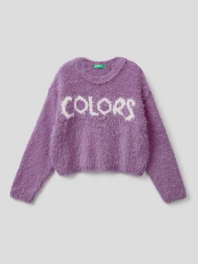 Lilac Kids' Benetton Faux Fur Inlay Sweaters | AU495362