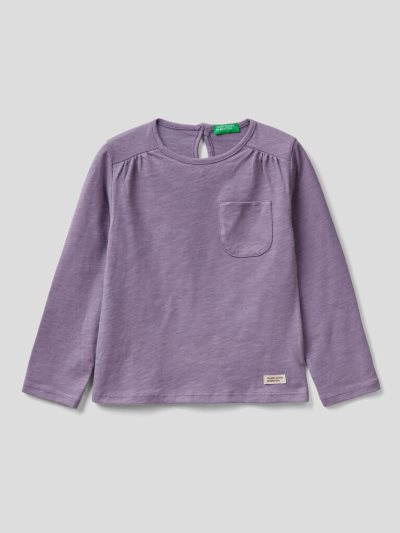 Lilac Kids' Benetton Long Sleeve Organic Cotton T Shirts | AU612912