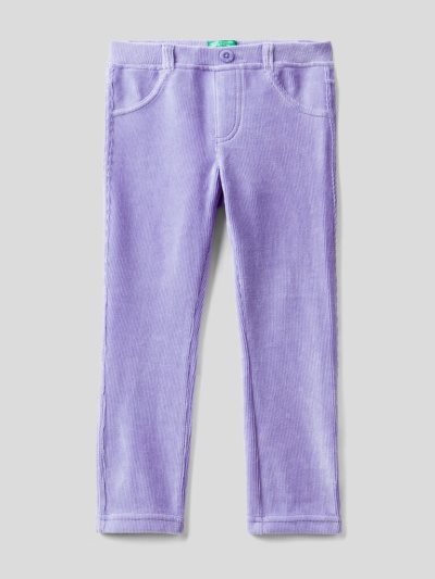 Lilac Kids' Benetton Ribbed Chenille Trousers | AU359155