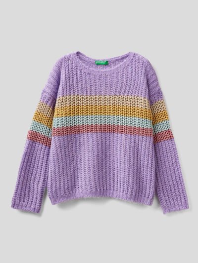 Lilac Kids' Benetton Striped Wool Blend Sweaters | AU741449