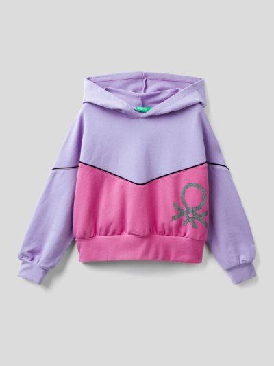 Lilac Kids' Benetton Warm Color Block Hoodie | AU840742