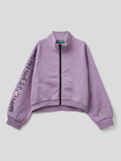 Lilac Kids' Benetton Warm Cropped Sequins Sweatshirt | AU342841