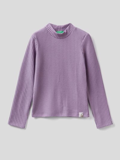 Lilac Kids' Benetton Warm Recycled Fabric Long Sleeve T-shirts | AU896873