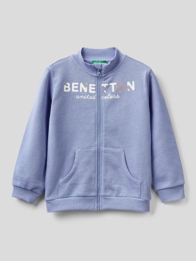 Lilac Kids' Benetton Zip Organic Cotton Sweatshirt | AU028045