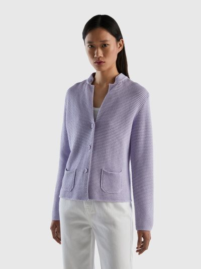 Lilac Women's Benetton 100% Cotton Knit Jackets | AU292789