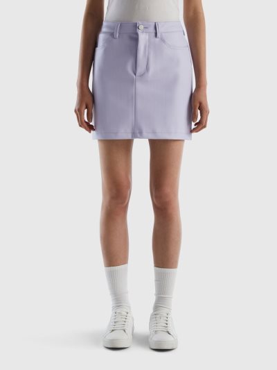 Lilac Women's Benetton Imitation Leather Mini Skirts | AU345954