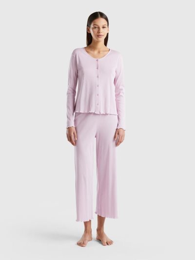 Lilac Women's Benetton Long Fiber Cotton Matching Sets | AU917320