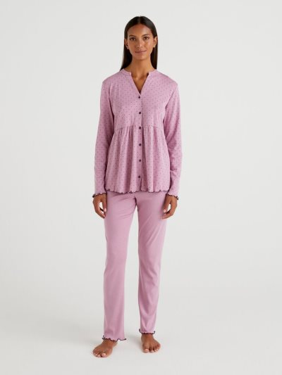 Mauve Women's Benetton Jacket And Trouser Pyjamas Matching Sets | AU954764