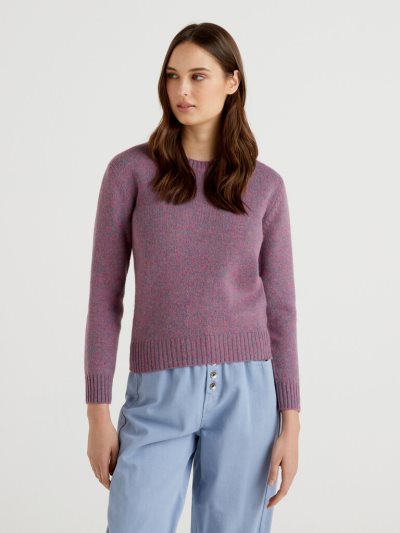 Mauve Women's Benetton Pure Shetland Wool Crew Neck Sweaters | AU337562