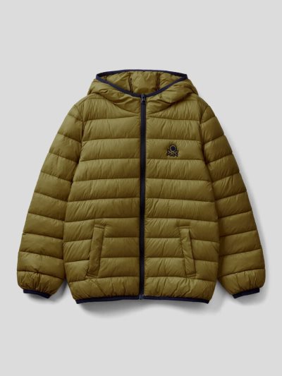 Military Green Kids' Benetton Puffer Hood Padded Jackets | AU877209