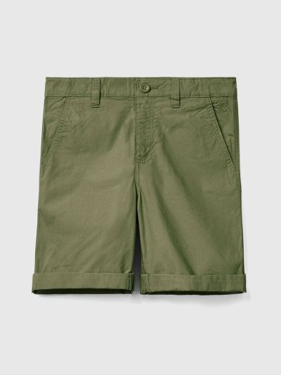 Military Green Kids' Benetton Pure Cotton Bermudas | AU219057