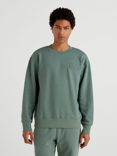 Military Green Men's Benetton Warm Long Sleeve Hoodie | AU496334