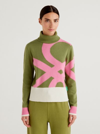 Military Green Women's Benetton Benettonxpantone™ Turtleneck High Neck Sweaters | AU046435