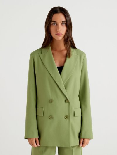 Military Green Women's Benetton Double-breasted Jackets | AU638136