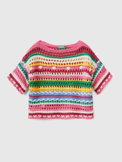 Multi-color Kids' Benetton Crochet Knit Sweaters | AU703447