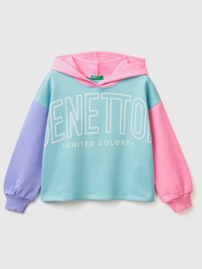 Multi-color Kids' Benetton Cropped Hood Hoodie | AU739413