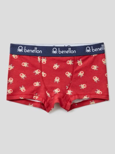 Multi-color Kids' Benetton Reindeer Print Boxers | AU855052