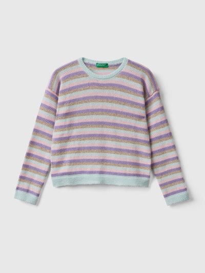 Multi-color Kids' Benetton Striped Cotton Blend Sweaters | AU526020