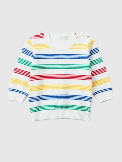 Multi-color Kids' Benetton Striped Pure Cotton Sweaters | AU951614