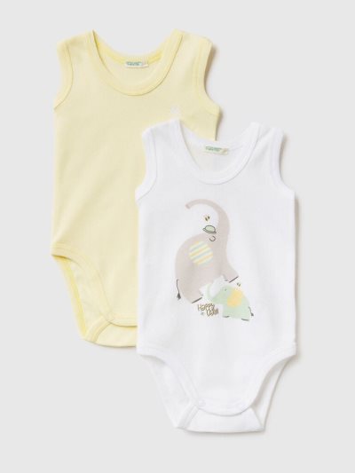 Multi-color Kids' Benetton Two Organic Cotton Printed Bodysuits | AU908062