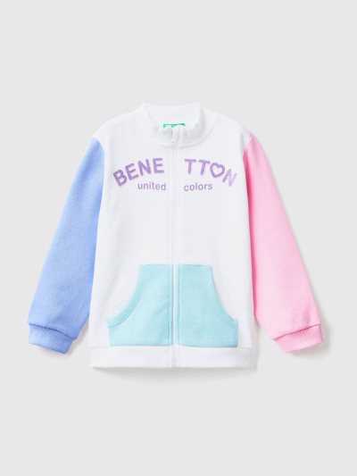 Multi-color Kids' Benetton Zip Organic Cotton Sweatshirt | AU193620