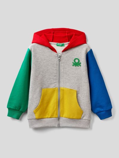 Multi-color Kids' Benetton Zip-up Organic Cotton Hoodie | AU045878