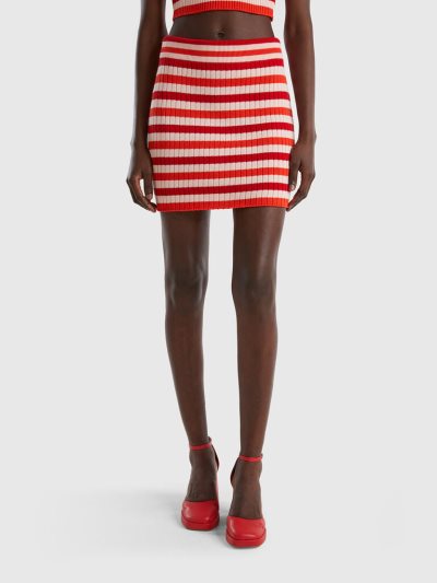 Multi-color Women's Benetton Striped Mini Skirts | AU590289