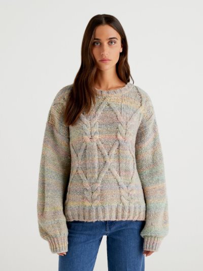 Multicolor Women's Benetton Boxy Fit Crew Neck Sweaters | AU074499