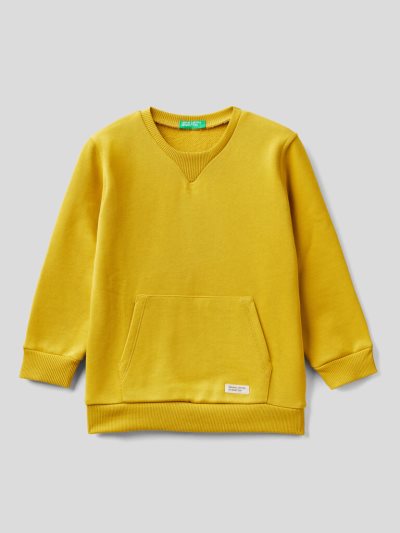 Mustard Kids' Benetton Crew Neck Organic Cotton Sweatshirt | AU117466