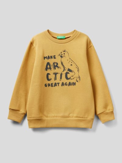 Mustard Kids' Benetton Crew Neck Warm Print Sweatshirt | AU539143