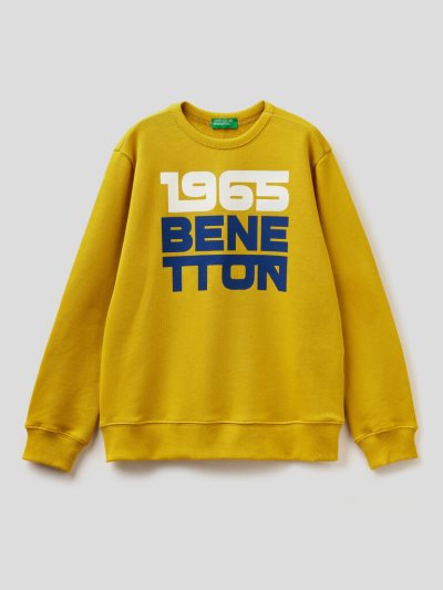 Mustard Kids' Benetton Logo Print Hoodie | AU518476