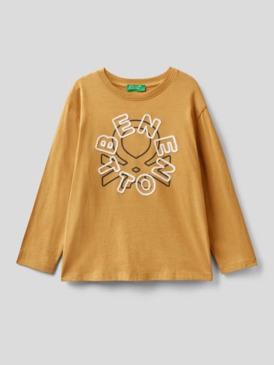 Mustard Kids' Benetton Long Sleeve 100% Organic Cotton T Shirts | AU957380