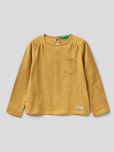 Mustard Kids' Benetton Long Sleeve Organic Cotton T Shirts | AU760599