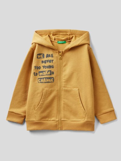 Mustard Kids' Benetton Warm Printed Hoodie | AU555066