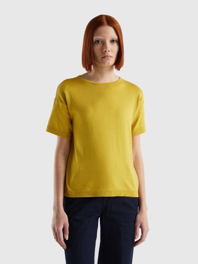 Mustard Women's Benetton Short Sleeve Sweaters | AU522378