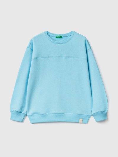 Neon Sky Blue Kids' Benetton Pullover Recycled Fabric Sweatshirt | AU271386