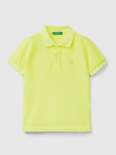 Neon Yellow Kids' Benetton Organic Cotton Short Sleeve Polos | AU333806