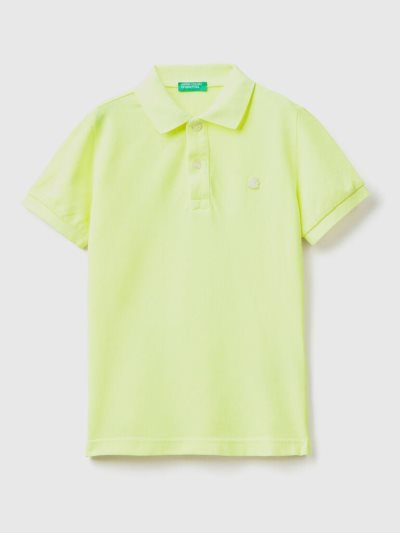 Neon Yellow Kids' Benetton Organic Cotton Short Sleeve Polos | AU995007