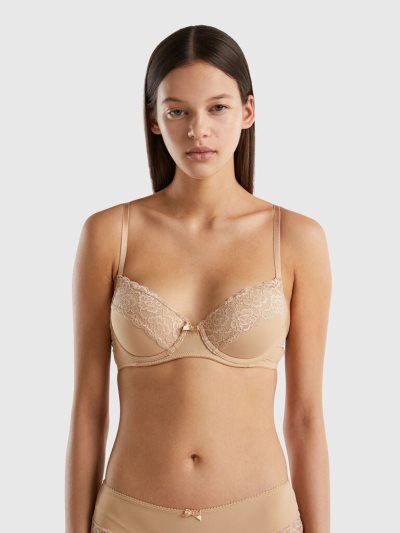 Nude Women's Benetton Padded Lace Bras | AU826490