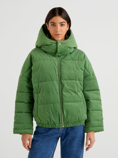 Olive Green Women's Benetton Short Puffer Sustainable Padding Jackets | AU421453