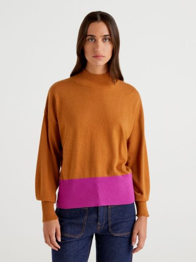 Orange Women's Benetton Cashmere Blend Turtleneck High Neck Sweaters | AU718729