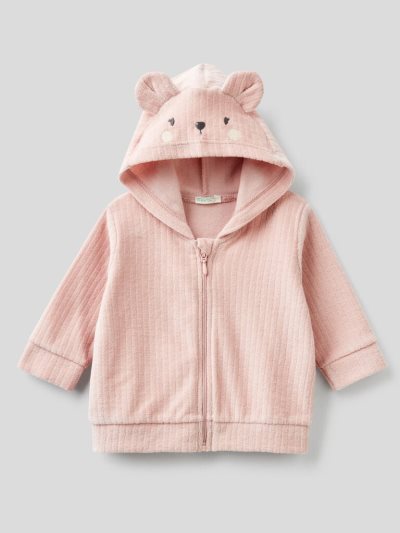 Pastel Pink Kids' Benetton Chenille Hood Sweatshirt | AU587741