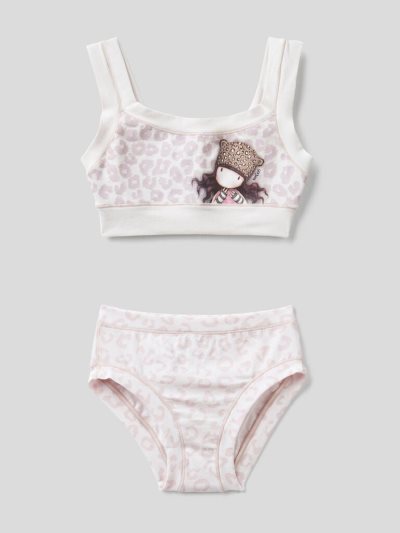 Pastel Pink Kids' Benetton Gorjuss Print Bra Matching Sets | AU877056