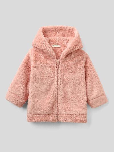 Pastel Pink Kids' Benetton Long Sleeve Fleece Hoodie | AU233662