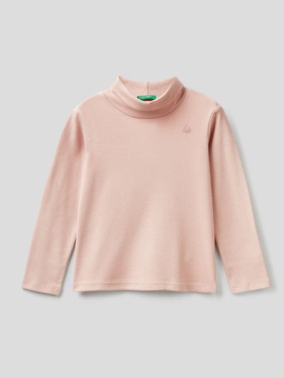 Pastel Pink Kids' Benetton Organic Cotton Turtleneck Long Sleeve T-shirts | AU548829