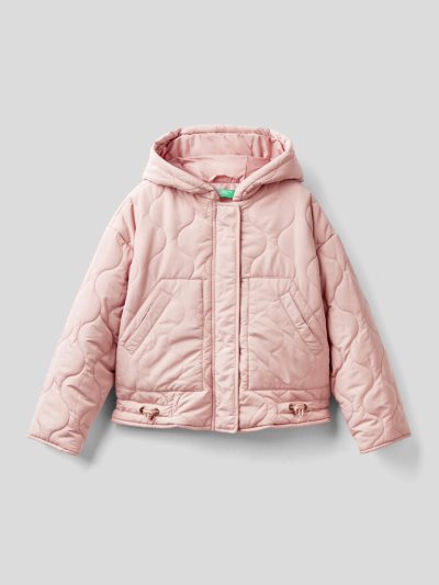 Pastel Pink Kids' Benetton Padded Hood Jackets | AU468152